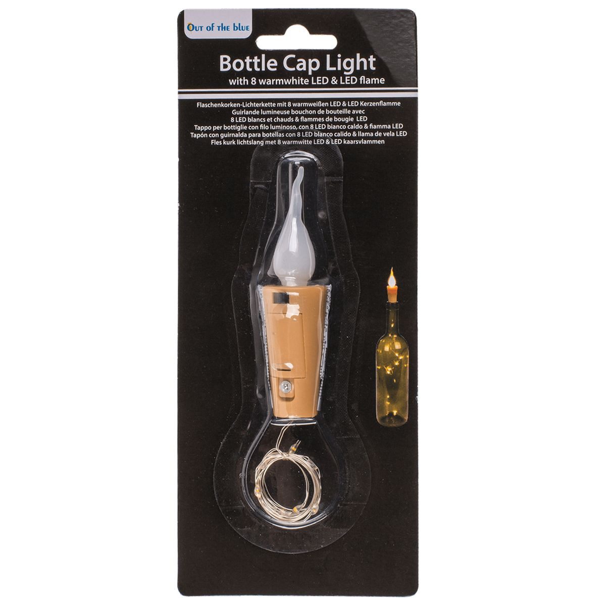 OOTB Lichterkette 8 LED Lichterkette Flaschenkorken mit LED Kerzenflamme warmweiß, inkl. Batterien – Bild 3 von 3