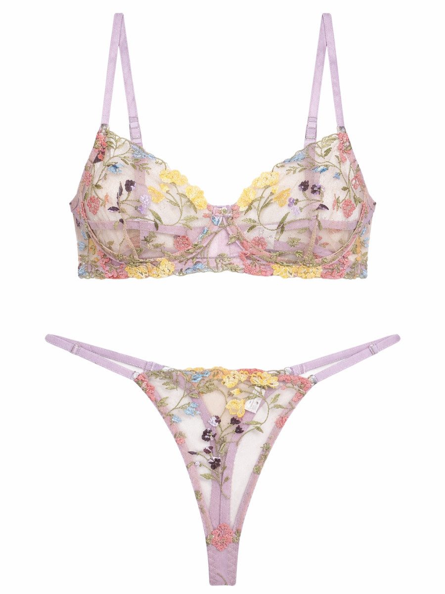 Elegant Love Set: Push-up-BH Sexy Dessous Set, BH und Tanga,Lingerie-Set (Set, 2-tlg., mit String) Transparente Damenunterwäsche - Reizwäsche – Bild 2 von 5