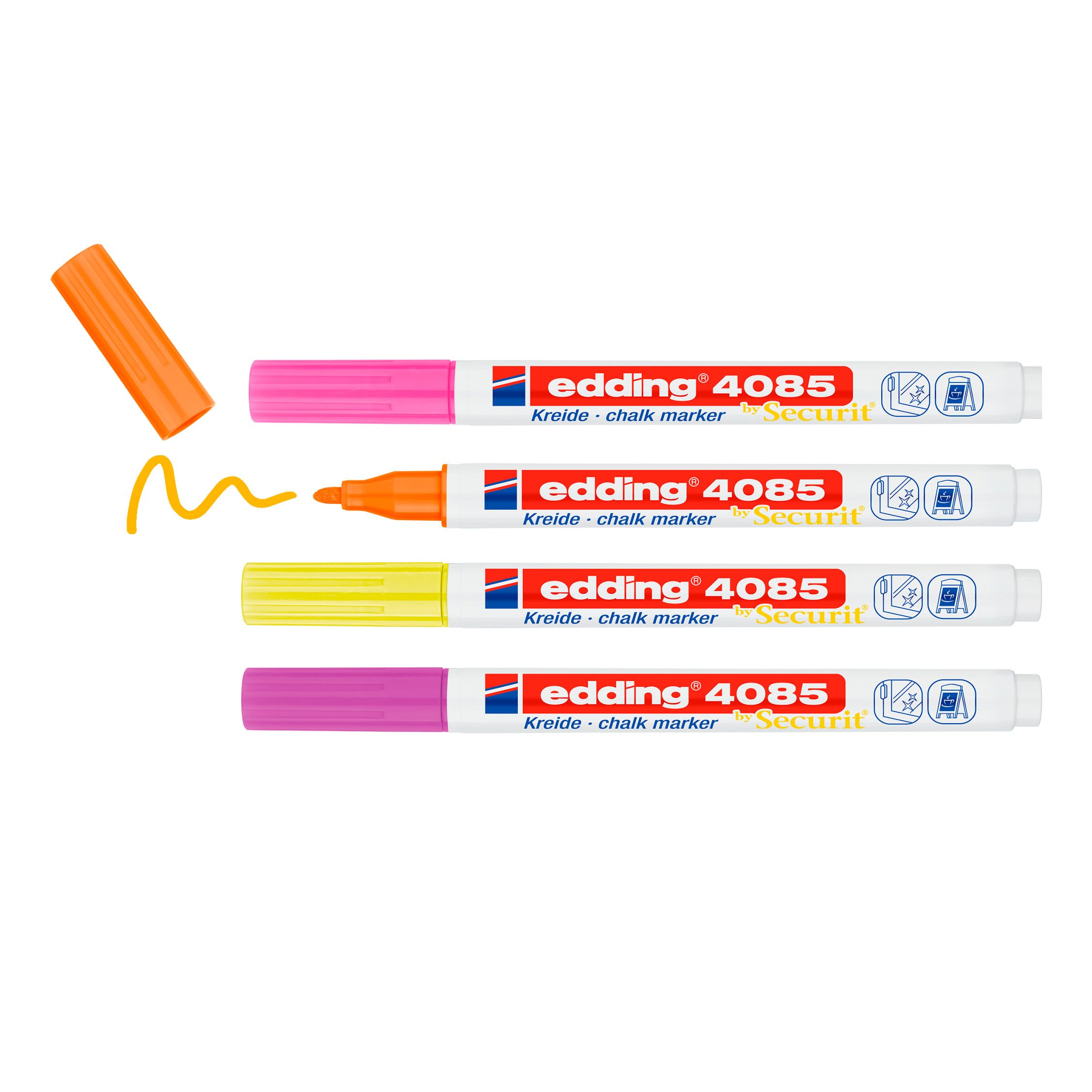 edding Kreidemarker 4085, 1-2 mm, hohe Deckkraft, 4er-Set