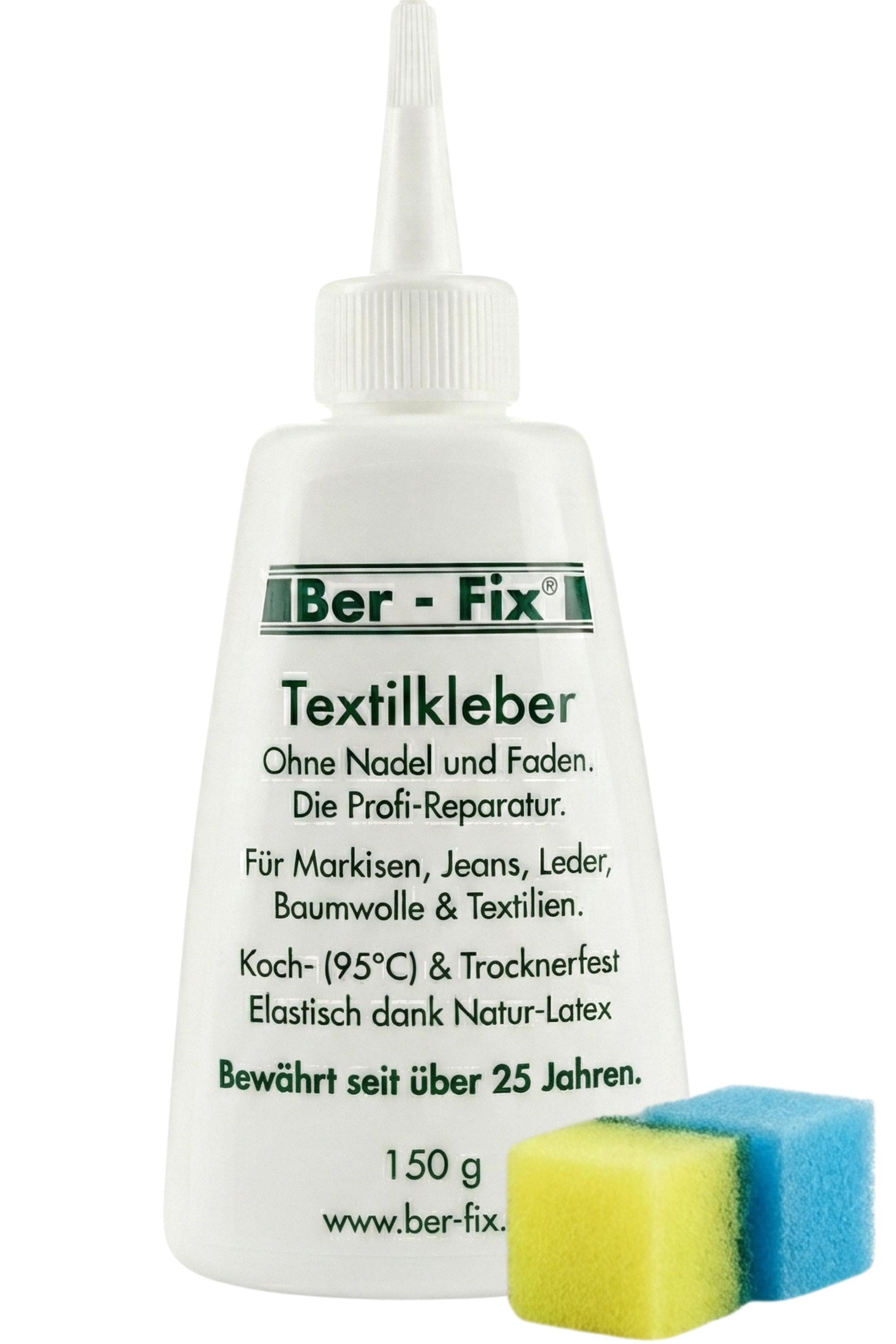Ber-Fix Textilkleber 150g, (Packung, 1-tlg), waschbar, kochbar. stark, flexibel