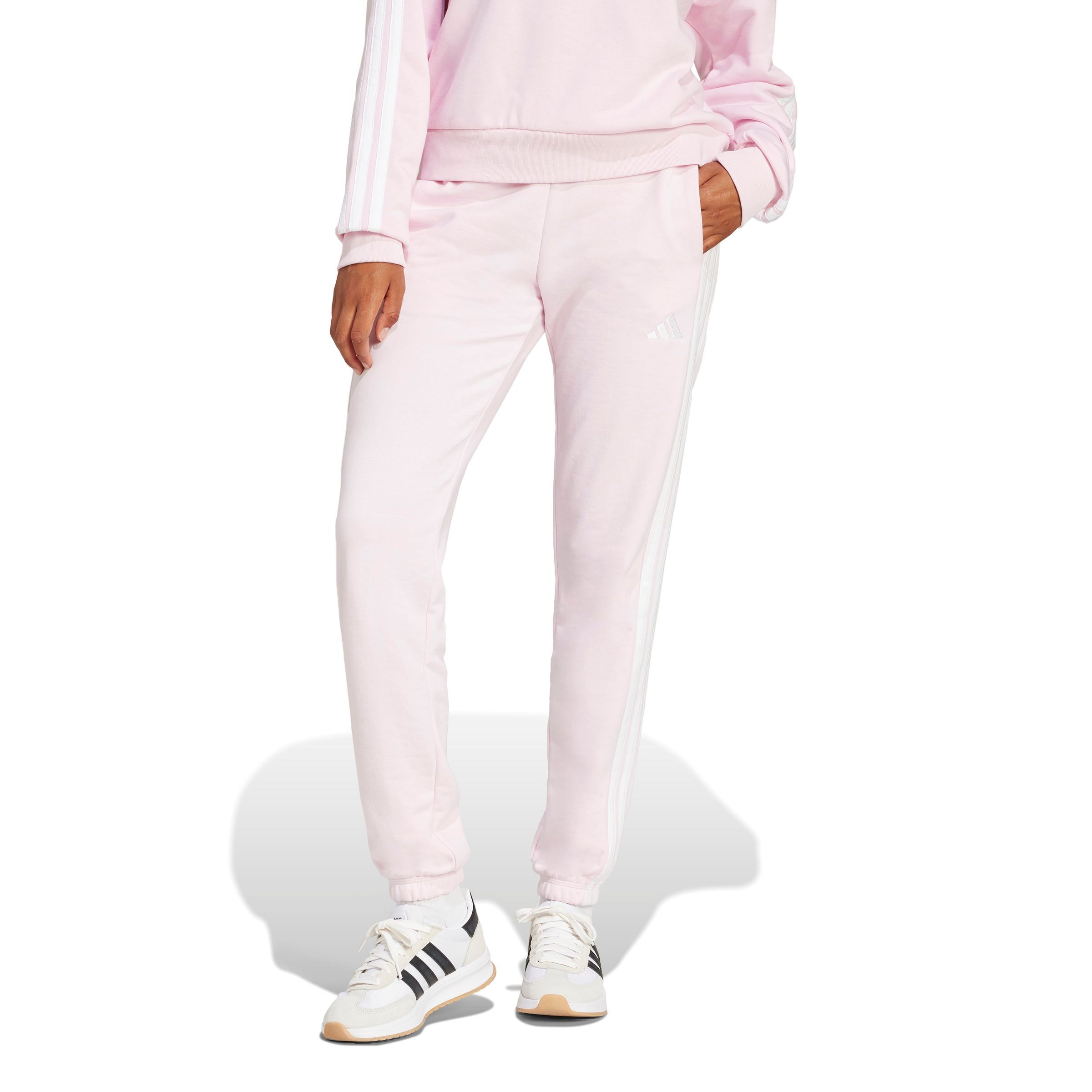 adidas Sportswear Sporthose ESSENTIALS 3-STREIFEN FRENCH TERRY CUFFED Reguläre Passform, mittelhoher Bund, weiches French Terry Material