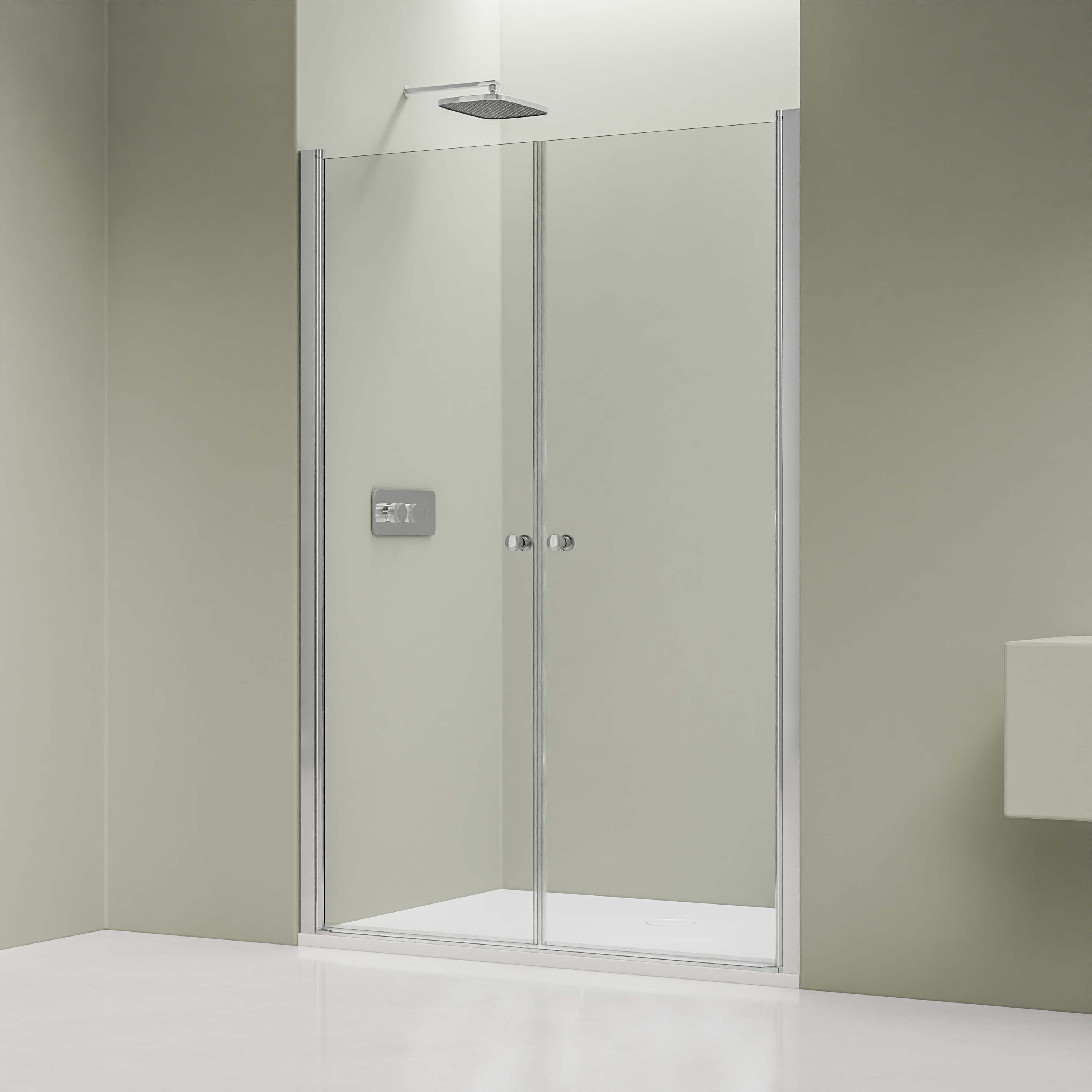 Bernstein Duschwand NT218 76 cm Chrom, ESG Sicherheitsglas 6mm, Nischendusche Pendeltür 76cm Hebe-Senk 6mm Nano Chrom
