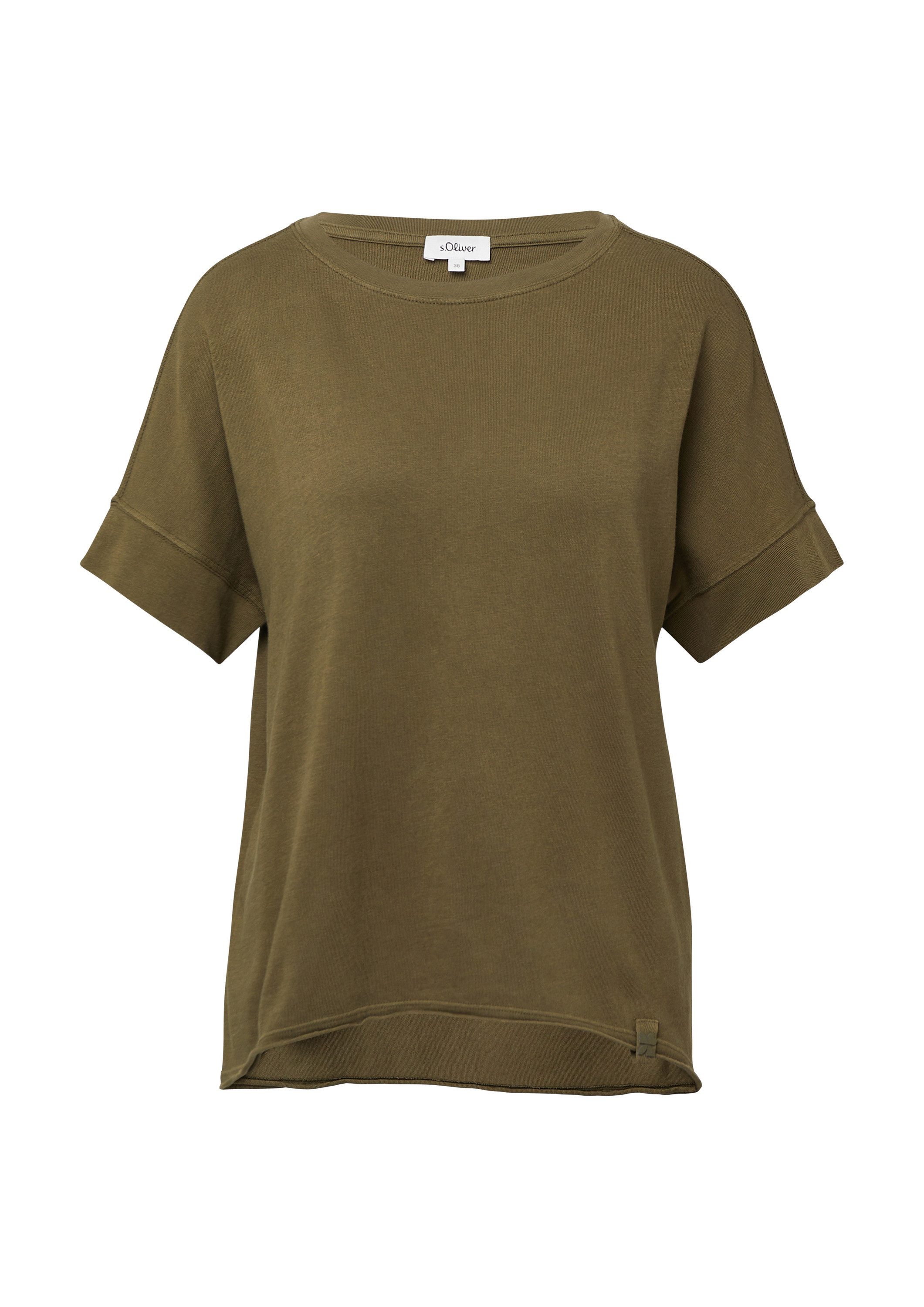 s.Oliver Kurzarmshirt T-Shirt Baumwollshirt mit Wascheffekt und Rollsaum günstig online kaufen