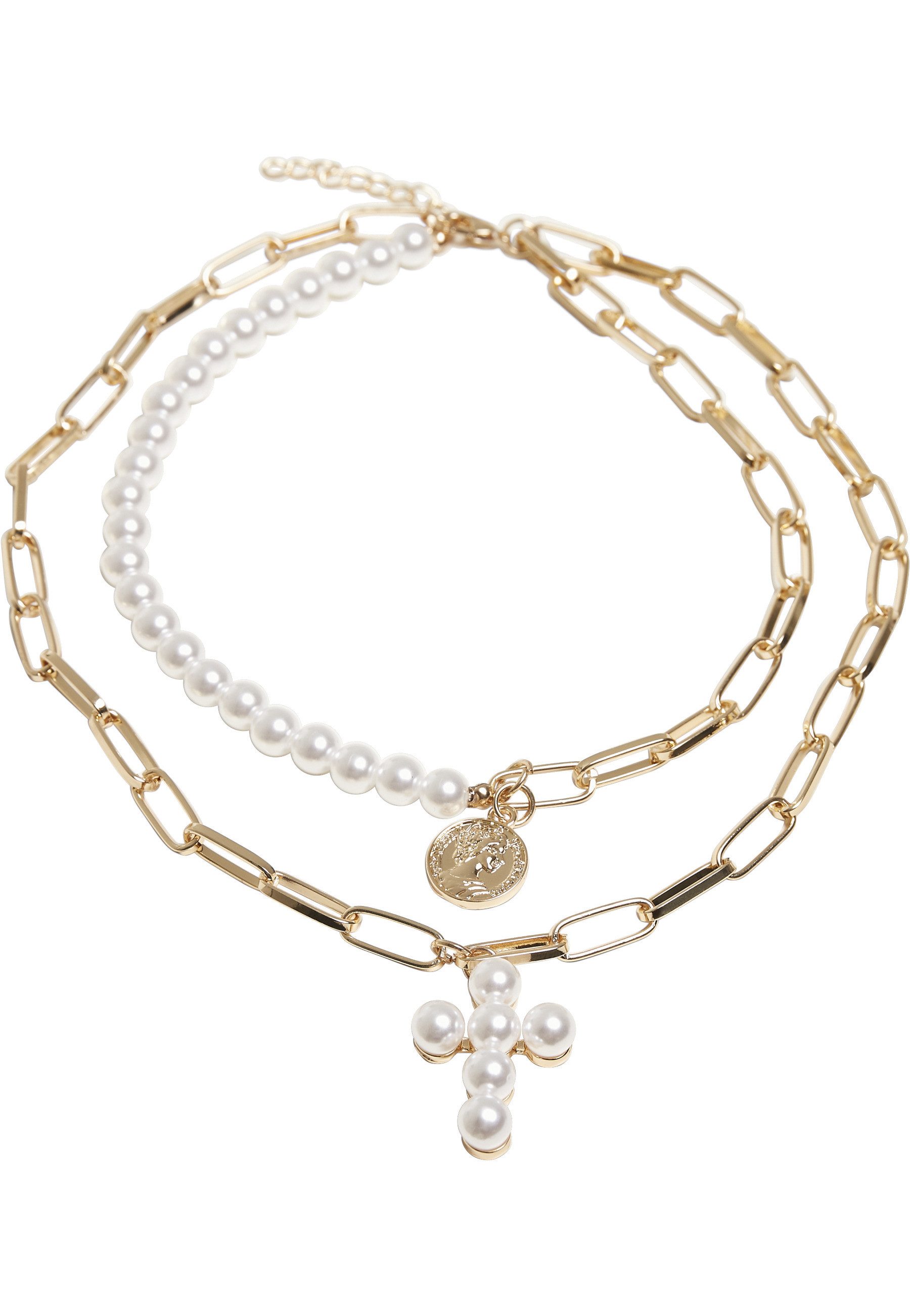 URBAN CLASSICS Edelstahlkette Urban Classics Unisex Pearl Cross Layering Ne günstig online kaufen