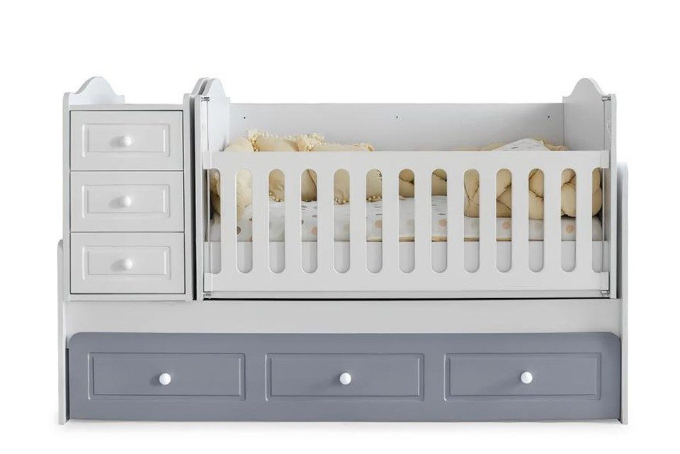 Xlmoebel Babybett Montessori Babybett von XLMOEBEL in Grau mit Schubladen und Stauraum, 1-tlg., Made in Europa