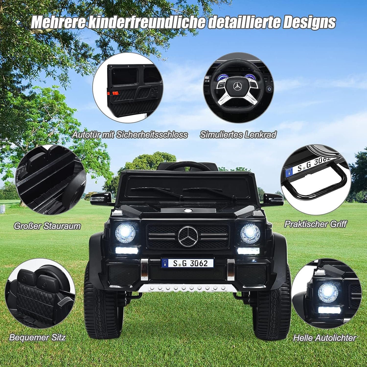 KOMFOTTEU Elektro-Kinderauto Mercedes-Benz, 2,5-5,5km/h, USB, MP3, LED-Licht, für Kinder 3-8 Jahre