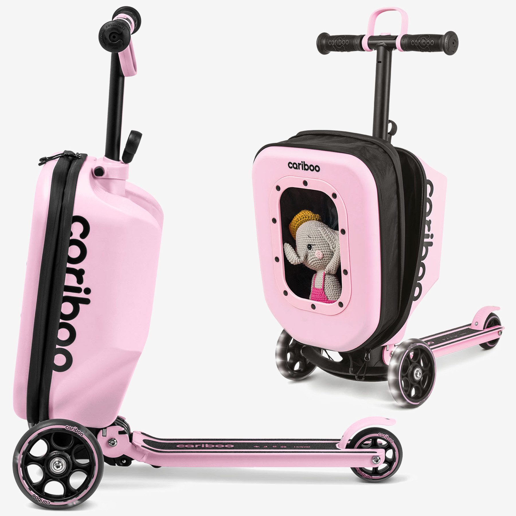 Cariboo Tretroller Kinderroller Koffer 2in1 CARIBOO ITRAVEL Handgepäck bis 50kg