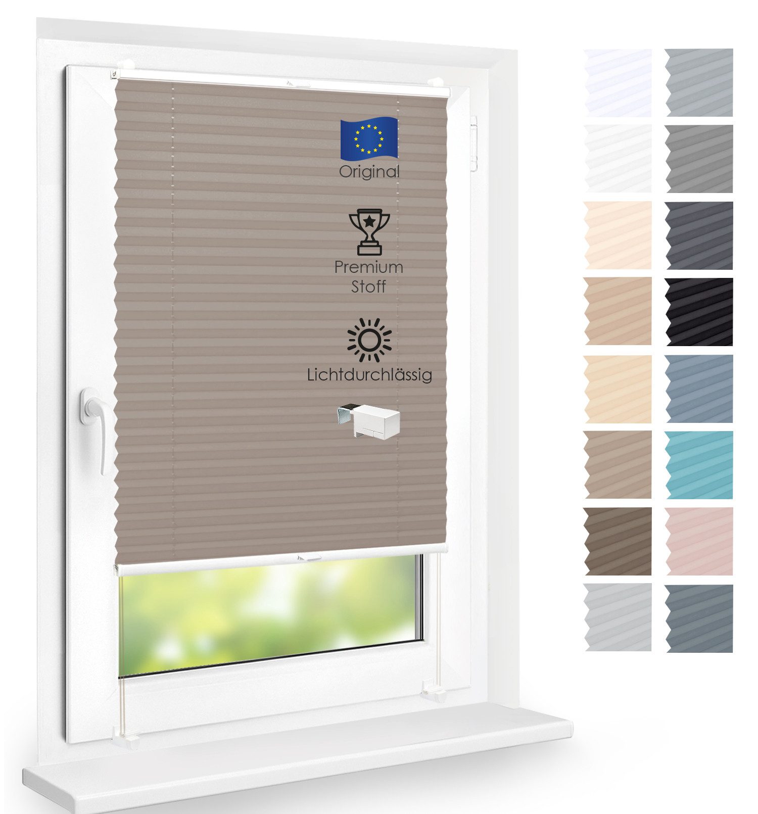 DomDeco Plissee Premium Plissee ohne Bohren, Sichtschutz, lichtdurchlässig, blickdicht, Klemmfix, Klemmfix, UV-beständig, modernes Design, stufenlos