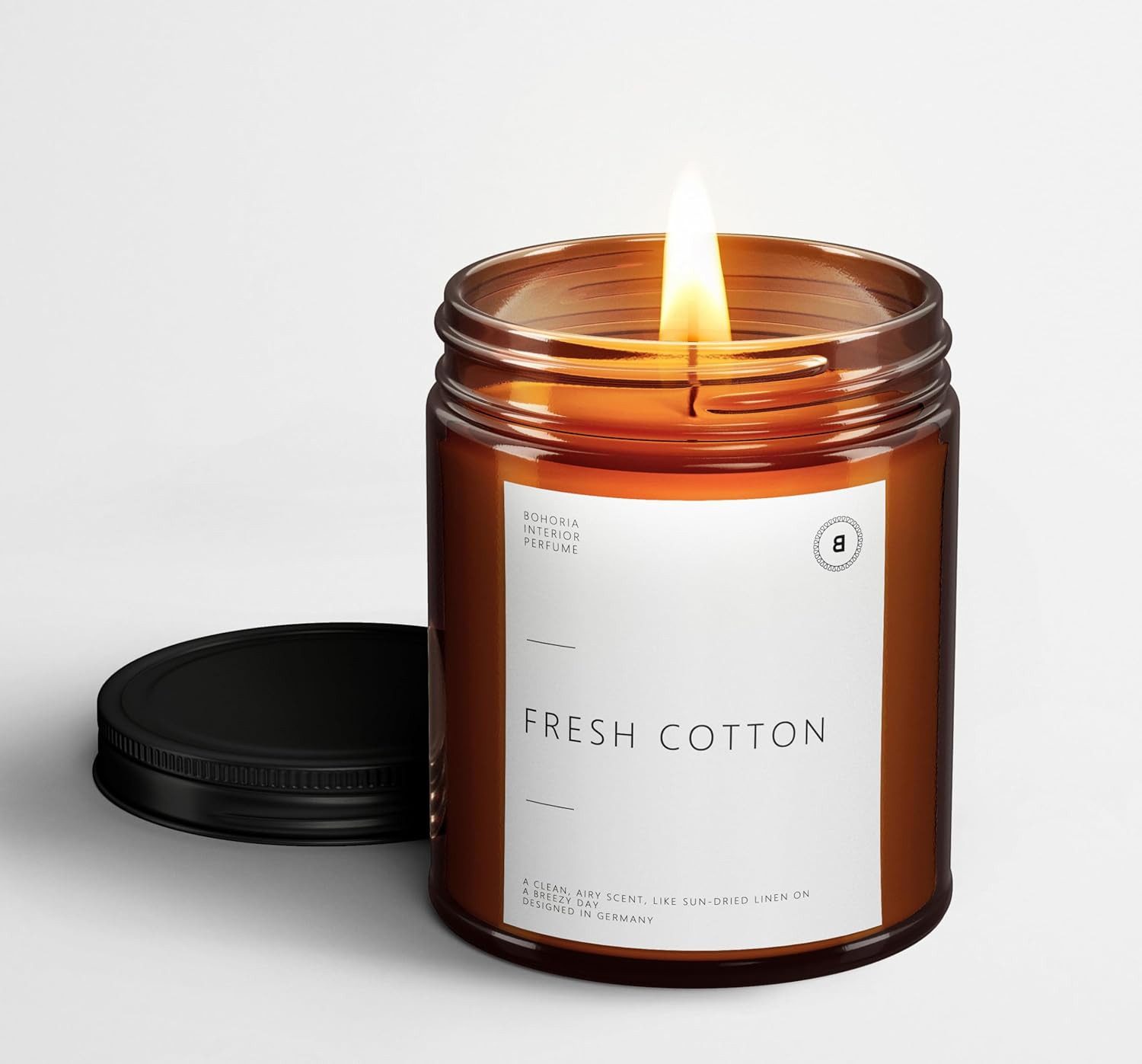 BOHORIA Duftkerze Premium Duft-Kerze Fresh Cotton aus natürlichem Sojawachs