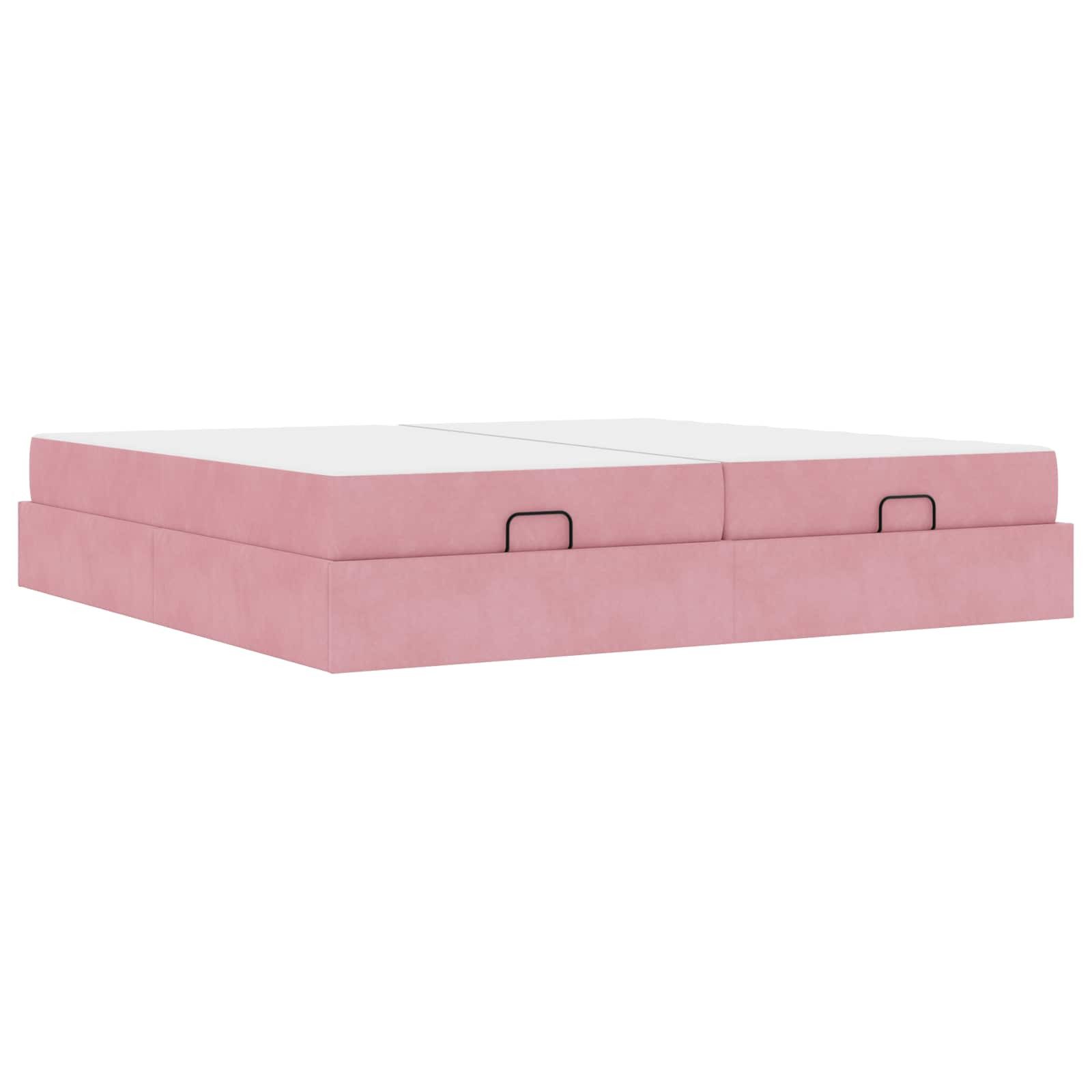 vidaXL Bett Bettgestell mit Matratze 2 Stk. Rosa Samt (2-tlg)