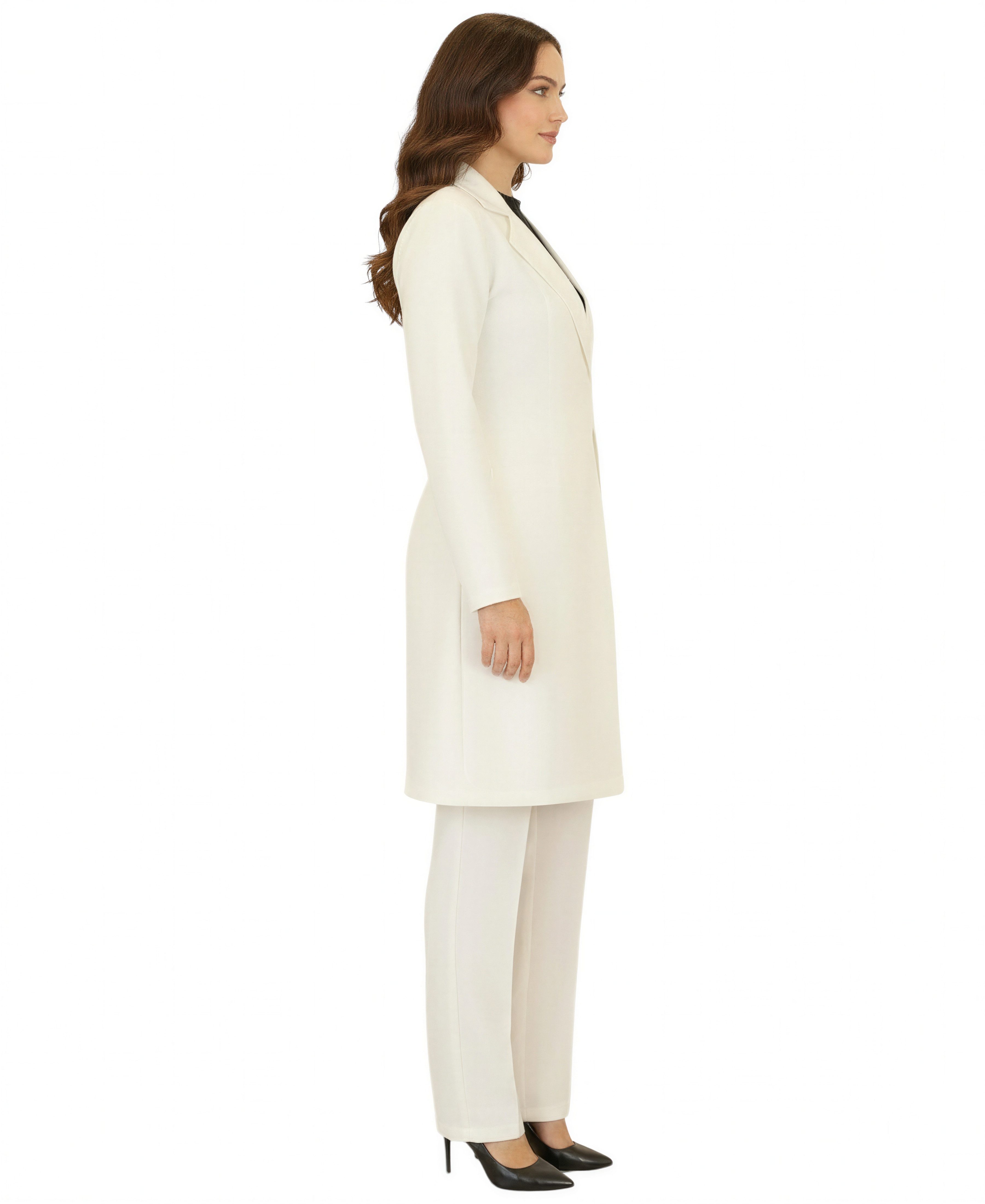 Modavitrini Hosenanzug Damen Zweiteiler Longblazer mit Hose elegant Modest (eleganter Outfit) mit Reverskragen