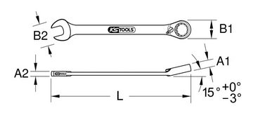 KS Tools Ratschenringschlüssel GEARplus, DUO Ringmaulschlüssel, Maul-Ratschenfunktion 8 mm, umschaltbar