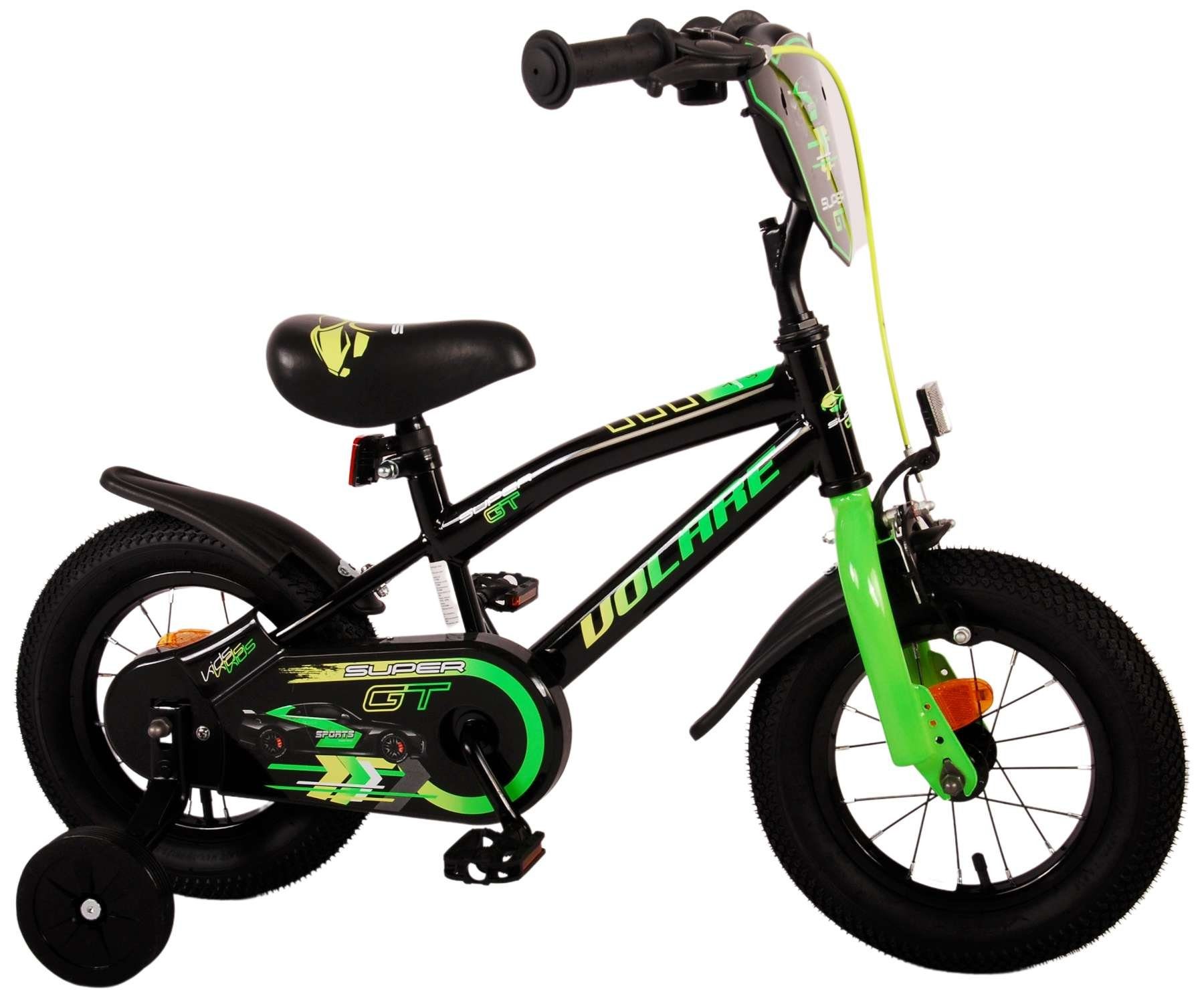 TPFSports Kinderfahrrad Volare Super GT 12 Zoll Rücktritt und Handbremse, 1 Gang, (Jungs Fahrrad - Rutschfeste Sicherheitsgriffe), Kinder Fahrrad 12 Zoll mit Stützrädern und Klingeln - Grün