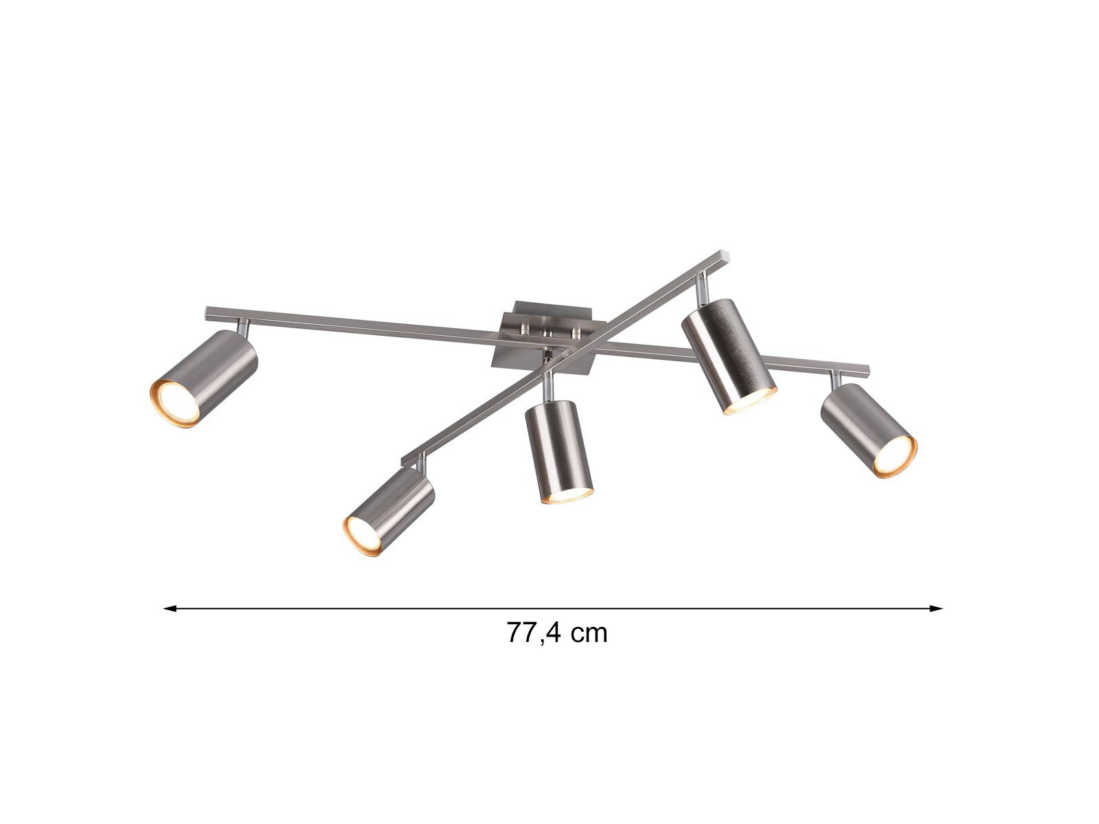 TRIO Leuchten LED Deckenstrahler, LED wechselbar, Warmweiß, groß-e Deckenleuchte innen lang minimalistisch, Silber Breite 77,5cm