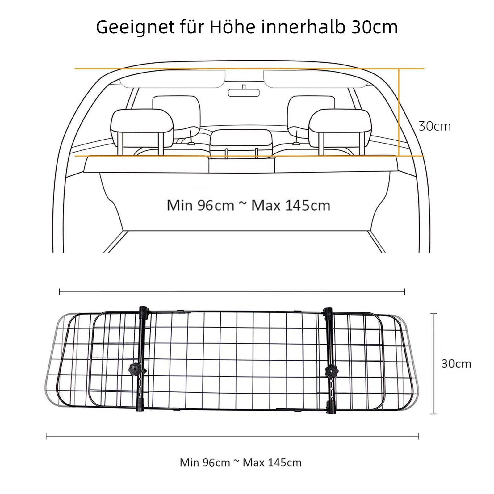 nobleza Haustierklappe Autoschutzbügel für Hunde,Autoschutzgitter Trenngitter Universal