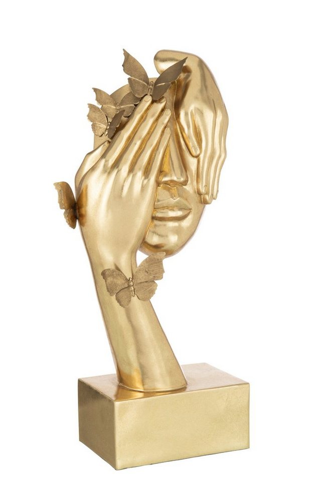 GILDE Dekoobjekt Gesicht mit Schmetterlingen Skulptur, Polyresin, Gold oder  Weiß/Gold -