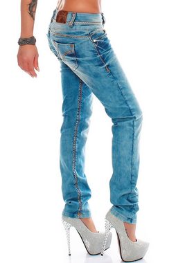 Cipo & Baxx 5-Pocket-Jeans Low Waist Hose BA-CBW0347A mit dicken Nähten und Doppelter Bund
