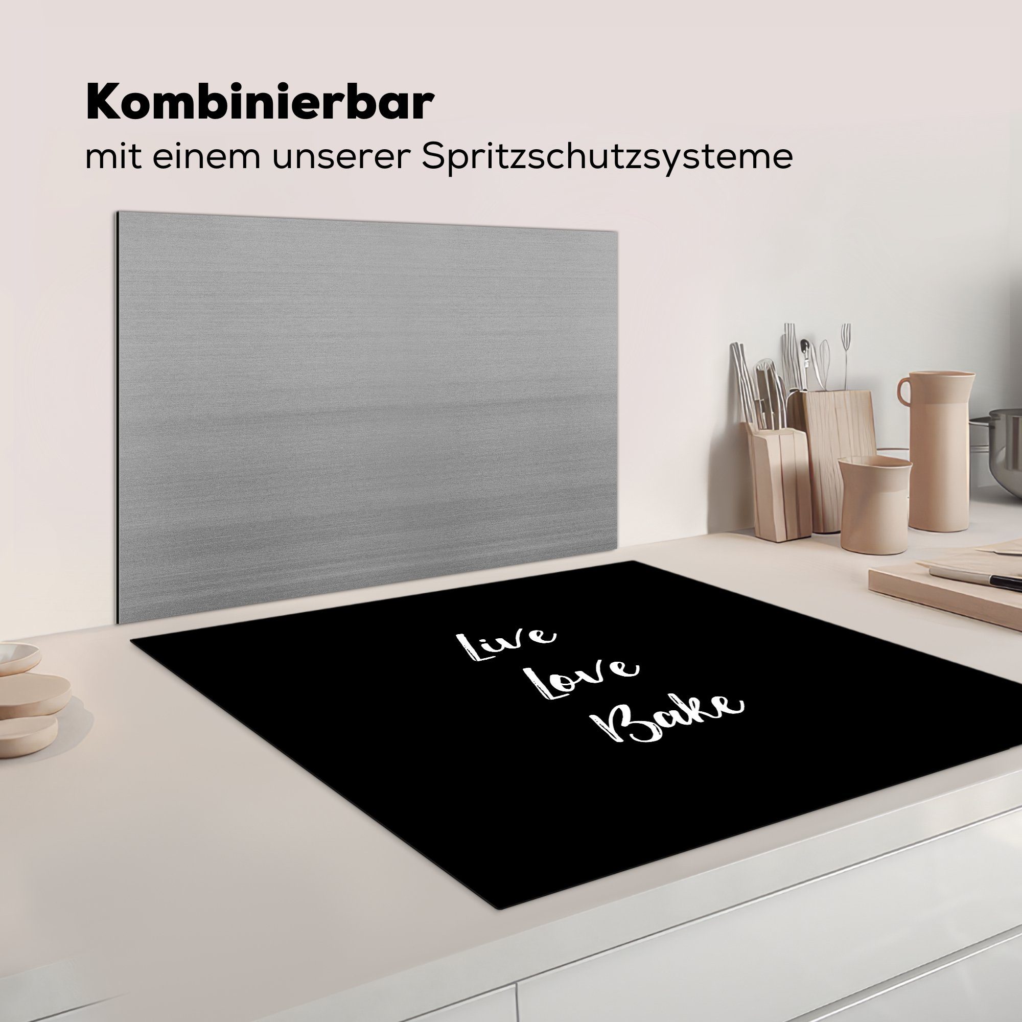 Herdblende-/Abdeckplatte (1 MuchoWow Sprichwörter, für Backen Ceranfeldabdeckung, küche - - Zitate Liebe Leben tlg), cm, Backen - 78x78 Arbeitsplatte Vinyl,