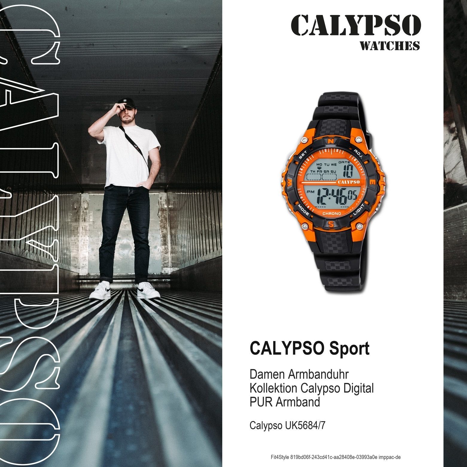 Digitaluhr rund, CALYPSO Herren PURarmband Kunststoffband, Calypso Armbanduhr Damen, Sport Uhr K5684/7 schwarz, Unisex WATCHES