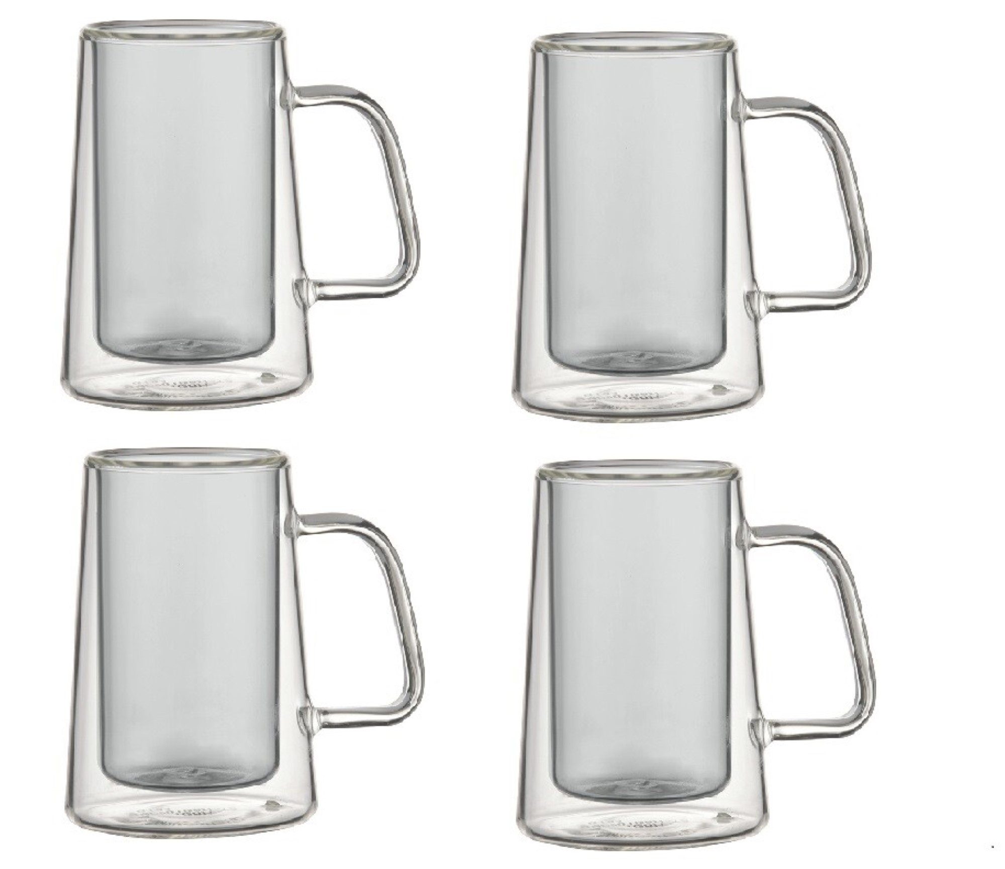 Schäfer Elektronik Gläser-Set 4er Set Doppelwandige Espressogläser mit Henkel, Hitzebeständig 80ml