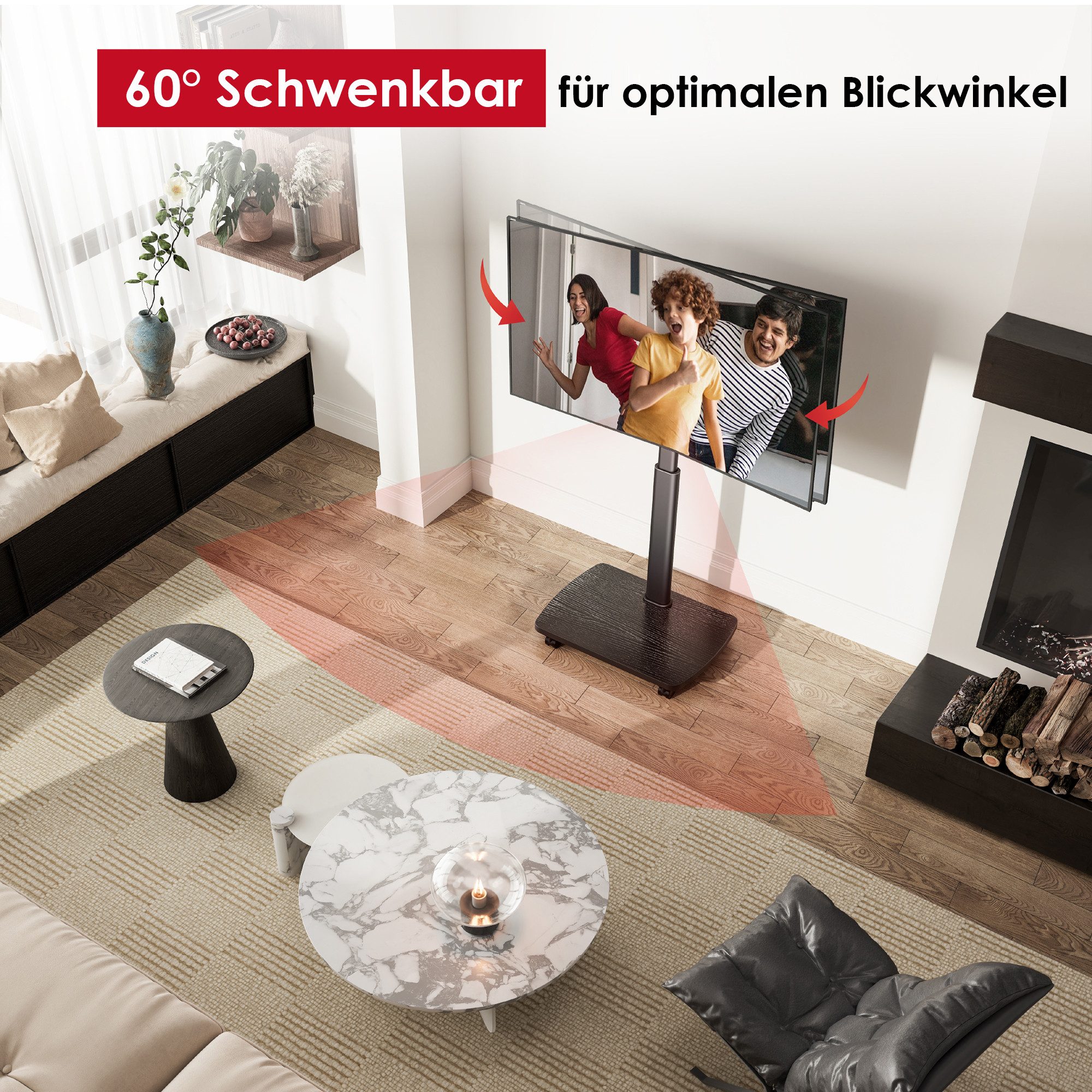 AOKCOS TV-Ständer, (bis 65 Zoll, mit Holzbasis)