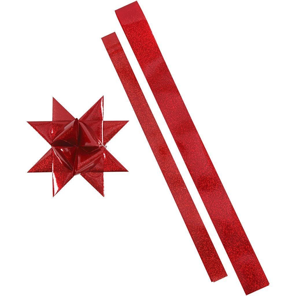 Creotime Papiersterne Streifen für Outdoor-Fröbelsterne, 25+40 mm, Folie Rot