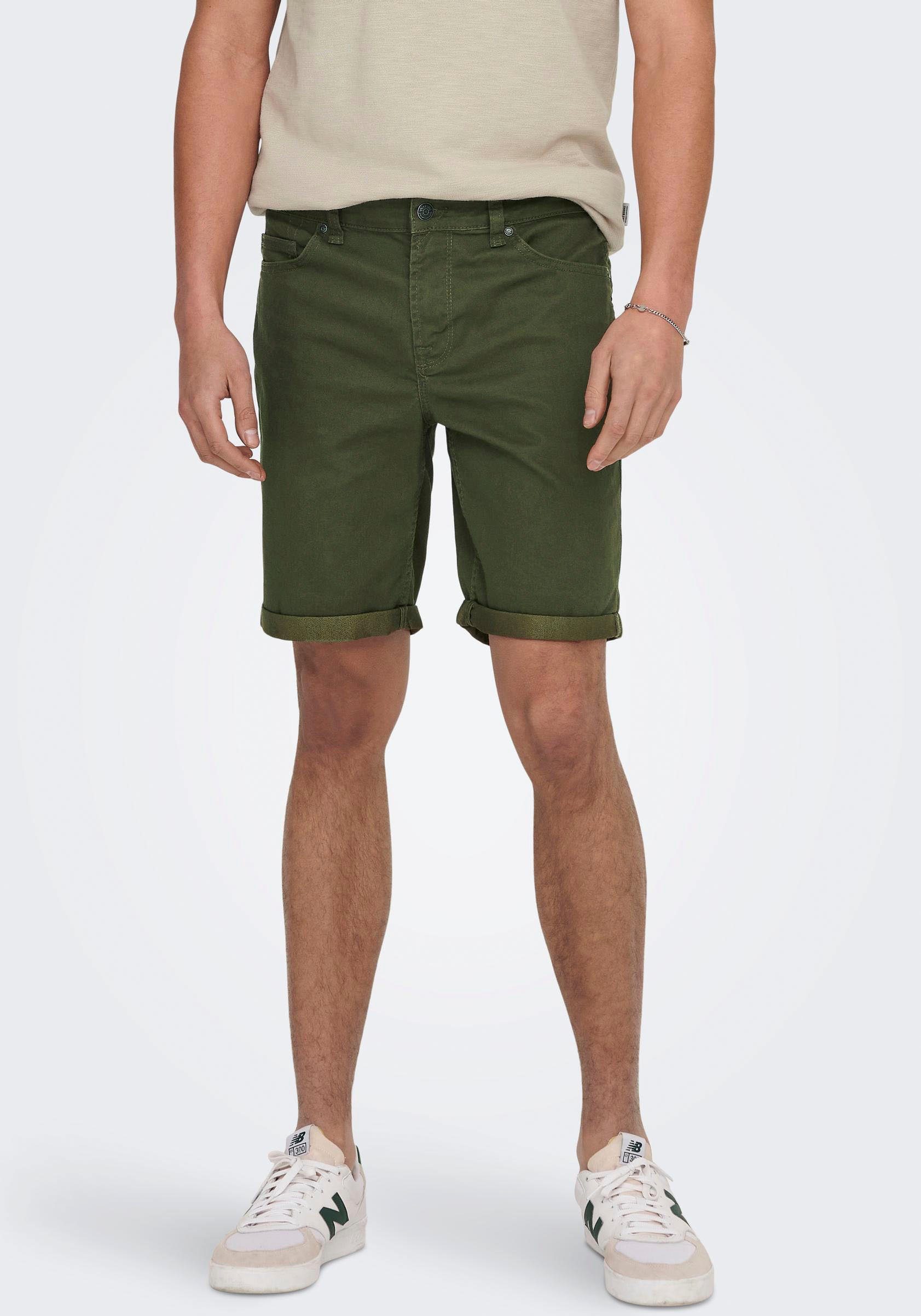 ONLY & SONS Jeansshorts ONSPLY LIFE REG TWILL 4451 SHORTS Olive Night