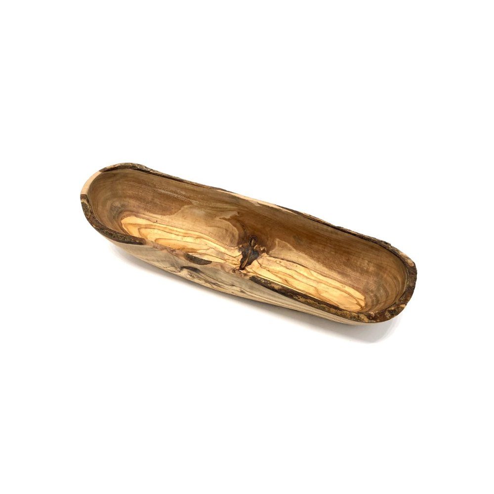 Olivenholz-erleben Brotschale oder Baguetteschale naturell Länge ca. 25 – 34 cm, Olivenholz, (1-tlg), Passend für längere Brote wie Baguette oder Ciabatta, fein geschliffen