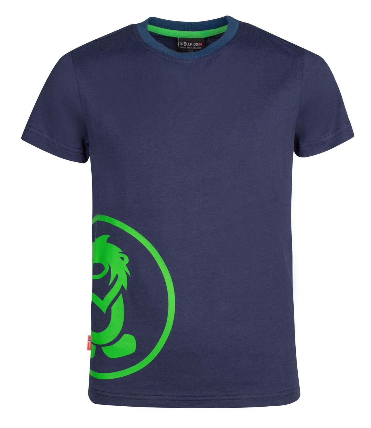 TROLLKIDS T-Shirt Kroksand aus 100% Bio-Baumwolle Marineblau/Vipergrün