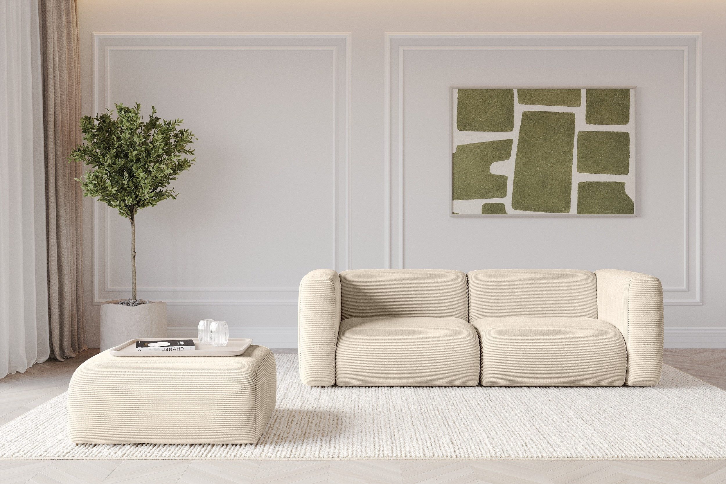 ALTDECOR Pouf MIRA-PUF (Pouf Sitzsack-Hocker modularer), Indoor Poufs Sitzhocker Fußhocker Wohnzimmer 91x89x40