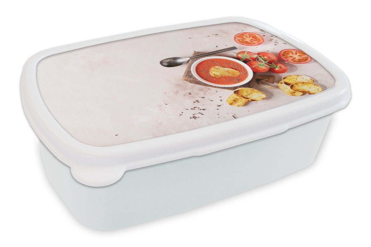 (2-tlg), MuchoWow Kräuter, weiß Suppe Tomate - Mädchen Jungs Brotdose, für Brotbox - und Kunststoff, Lunchbox Erwachsene, und Kinder für - Küche