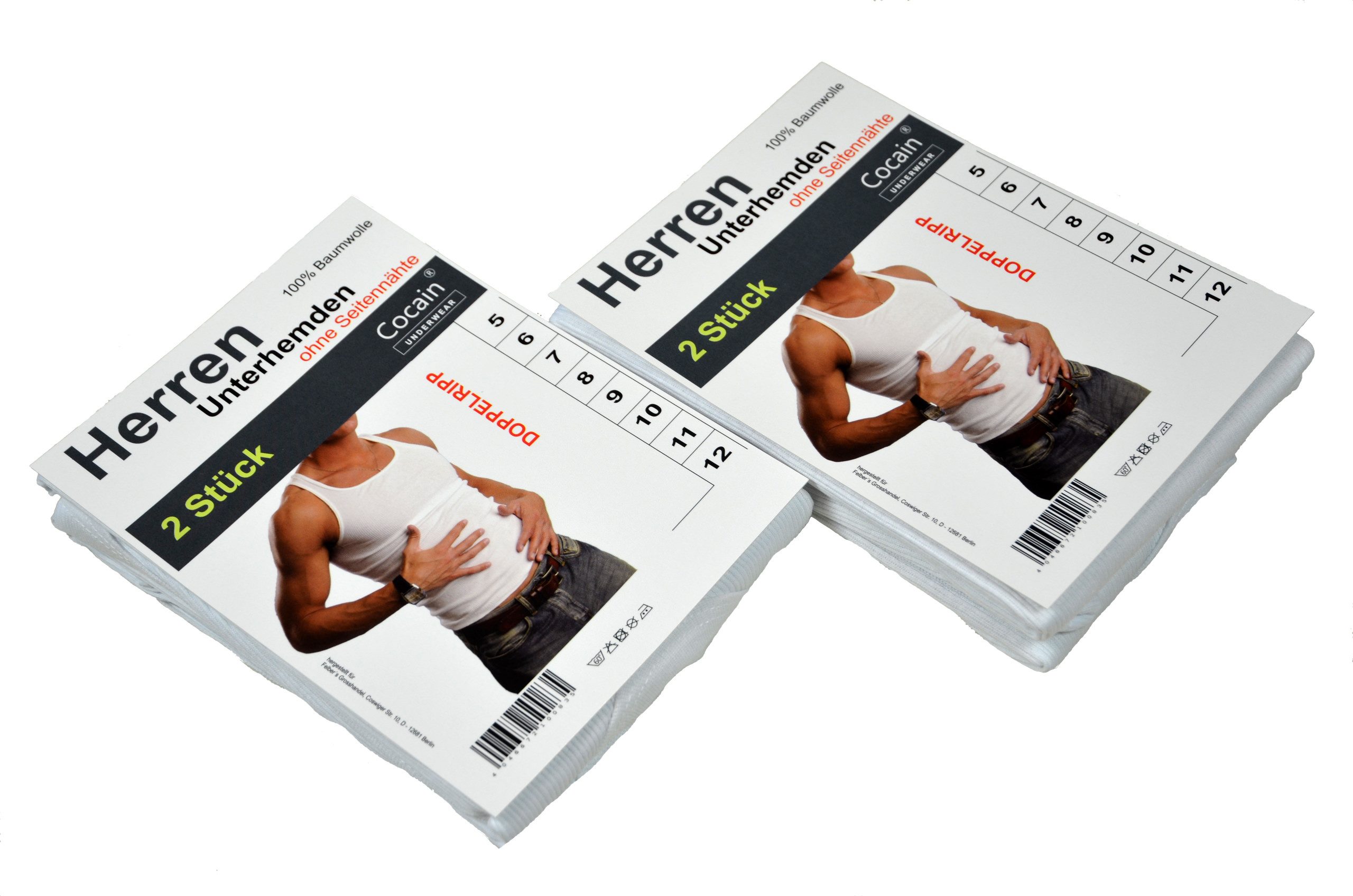 Cocain underwear Unterhemd Ripp Herren Unterhemd weiss Doppelripp grob geri günstig online kaufen