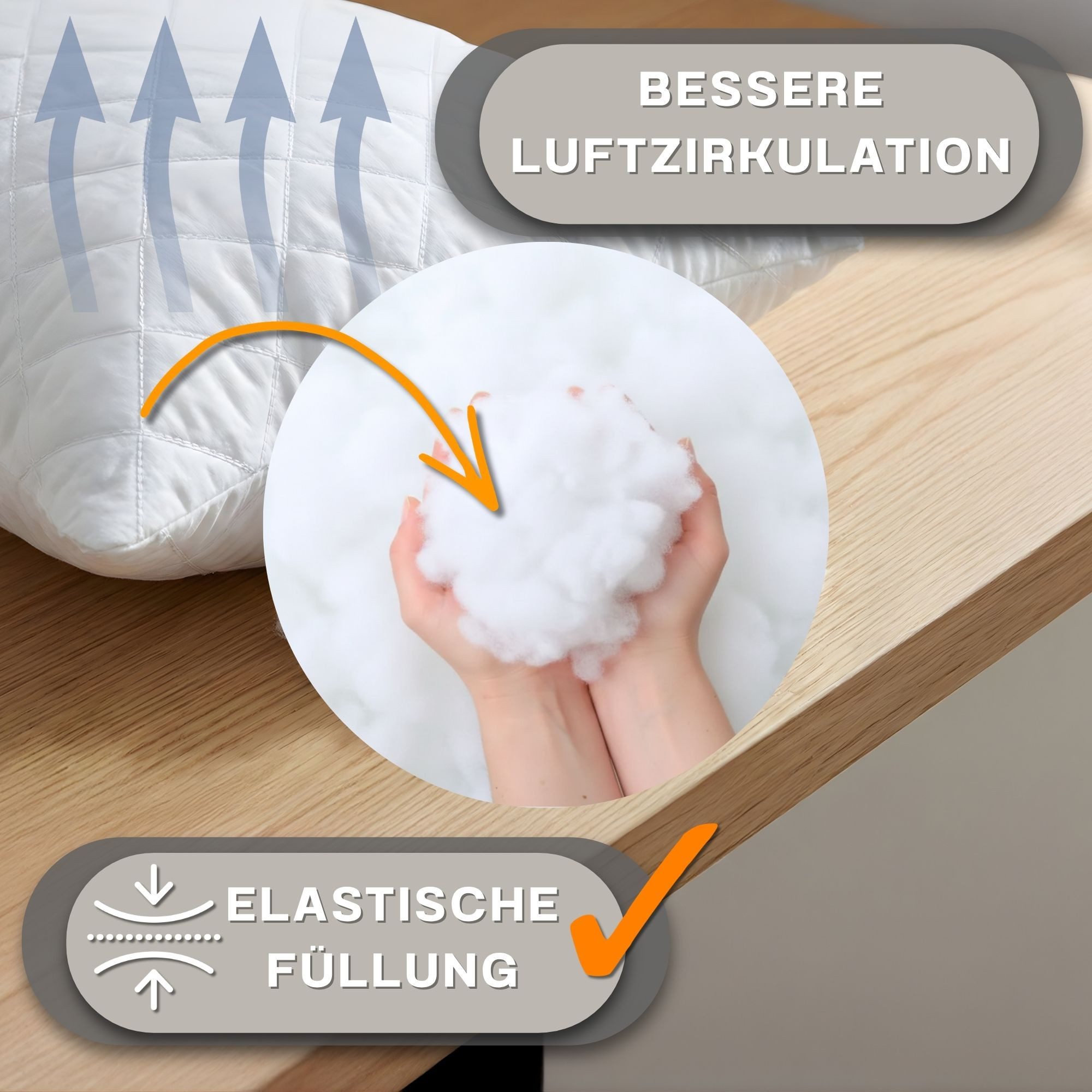 Amazinggirl Kopfkissen Kopfkissen Mikrofaser – Schlafkissen, Allergiker geeignet, weiß