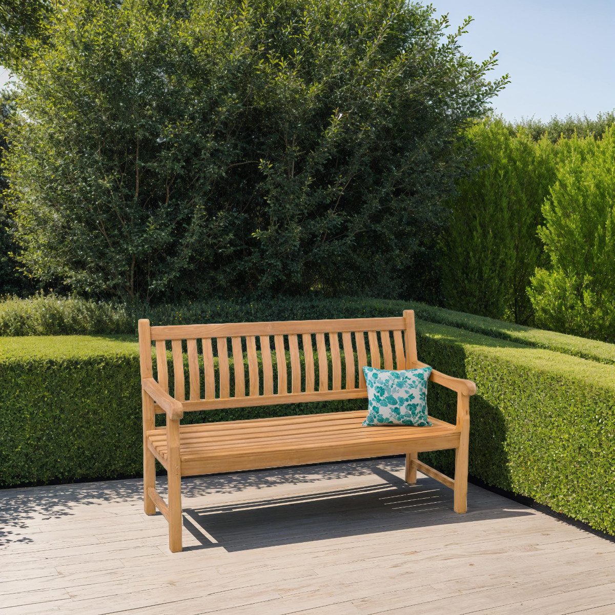 Couchcenter Gartenbank 2 Sitzer Gartenbank PATRICK 120 cm Sitzbank Gartenmöbel Bank Teakholz, 2er Bank