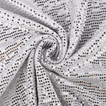 SCHÖNER LEBEN. Stoff Bekleidungsstoff Stretch Lurex Pailletten Glitzer weiß silber 1,45m, mit Metallic-Effekt