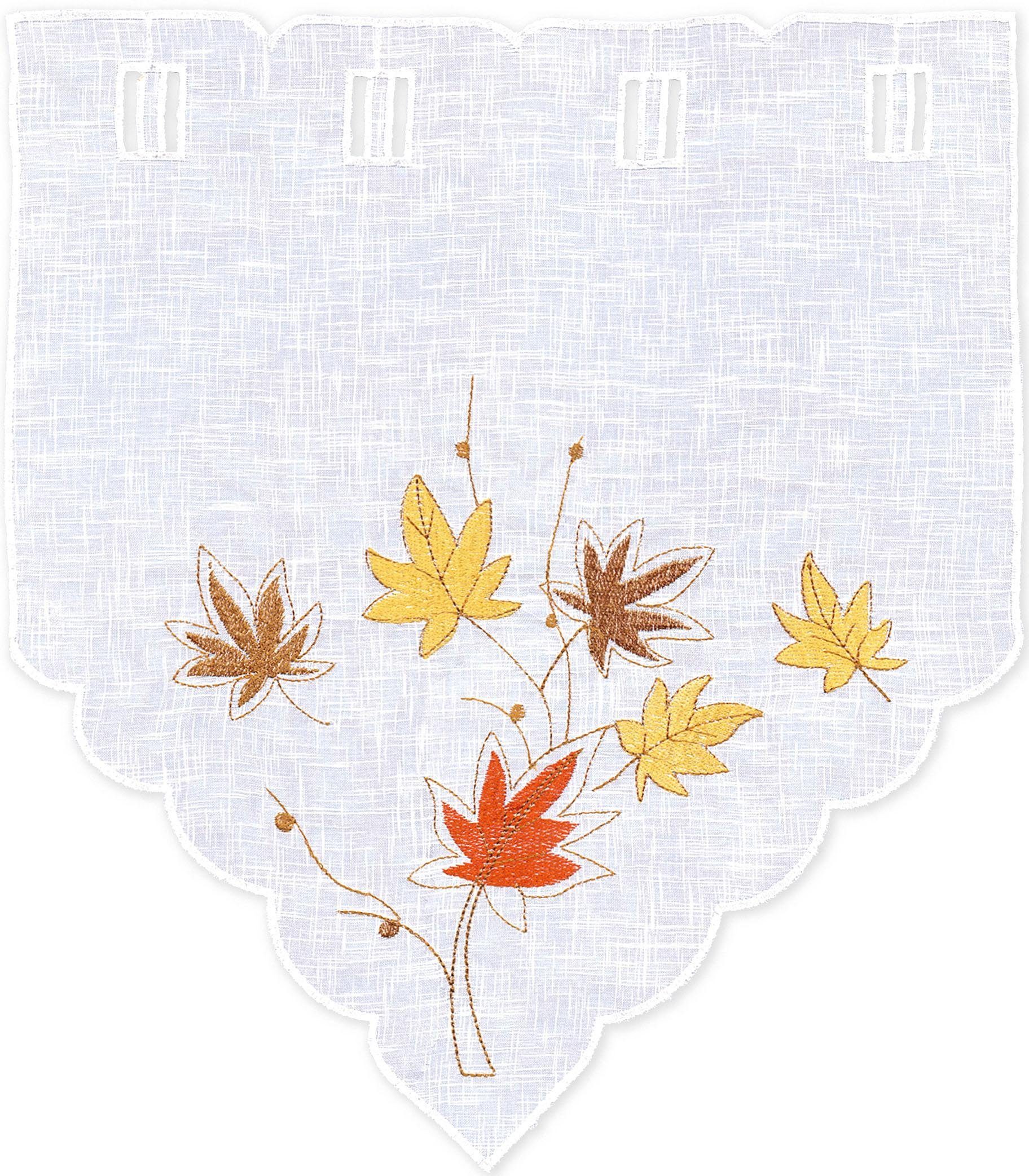 Scheibengardine »Herbstblätter«, Delindo Lifestyle, Stangendurchzug (2 St),  halbtransparent, Voile, HxB: 40x35