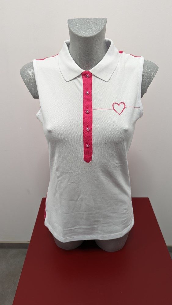 girls golf Poloshirt Girls Golf Polo "Pink Golf Love" Sleeveless Weiß - Pink Damen S
