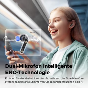 Soundpeats Dual-Mikrofon Intelligente ENC In-Ear-Kopfhörer (12mm Biokomposit-Membran-Dynamiktreiber bieten eine beeindruckende Klangqualität mit einem großzügigen Dynamikbereich., mit einzigartigem transparentem Raumschiff-Design und ultralanger)