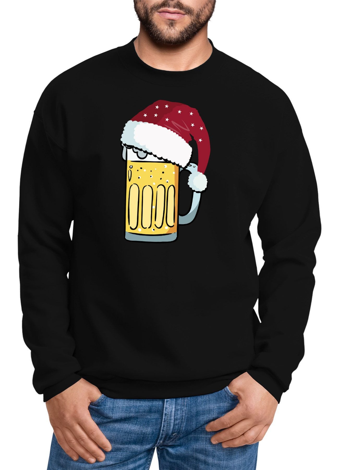 Sweatshirt Sweatshirt Herren Weihnachten lustig Bier Trinken Bierglas