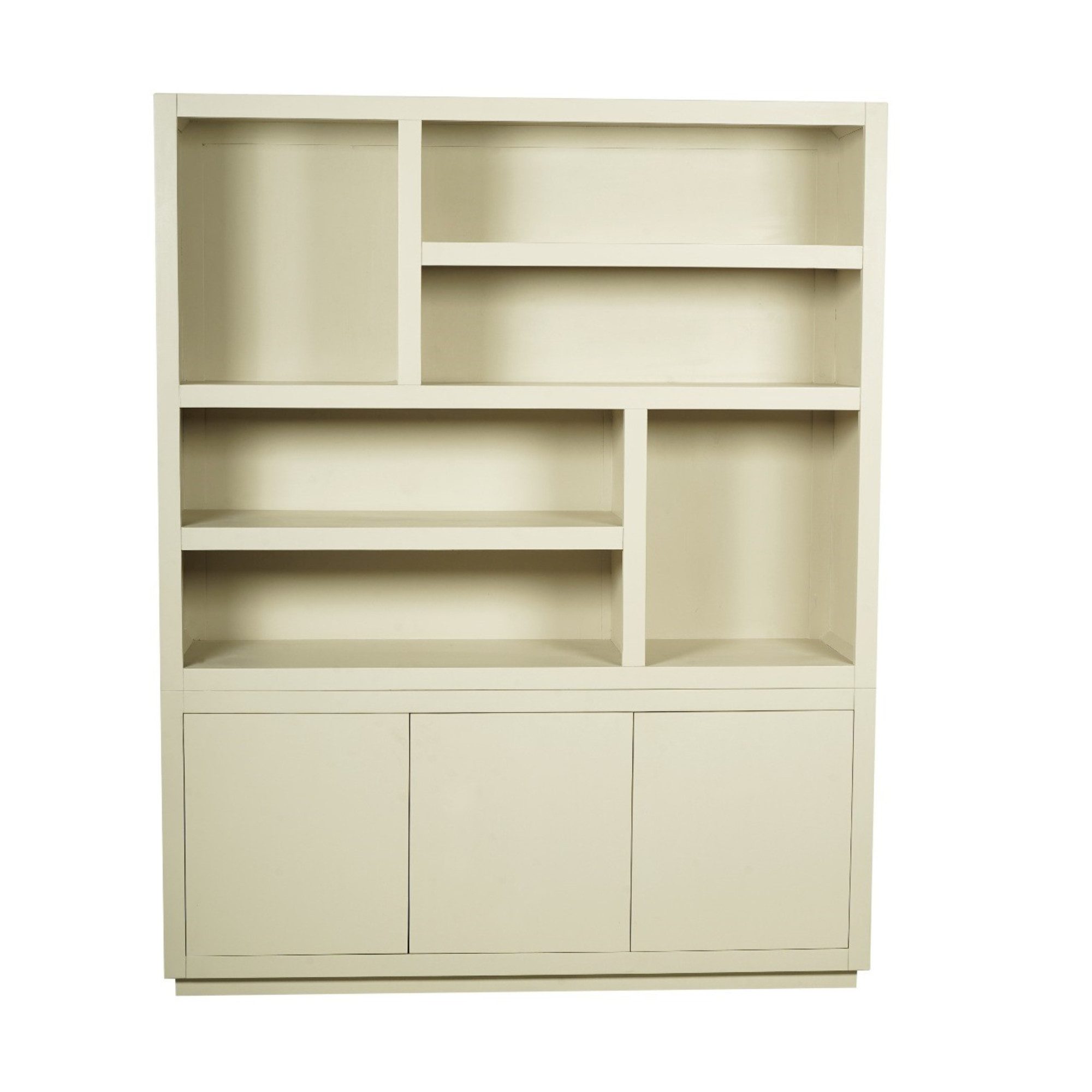 Villa Möbel Regal, Packung 1-tlg., Massiv-Mangoholz, Sand-Finish, offene Fächer, 3 Push-to-Open Türen.