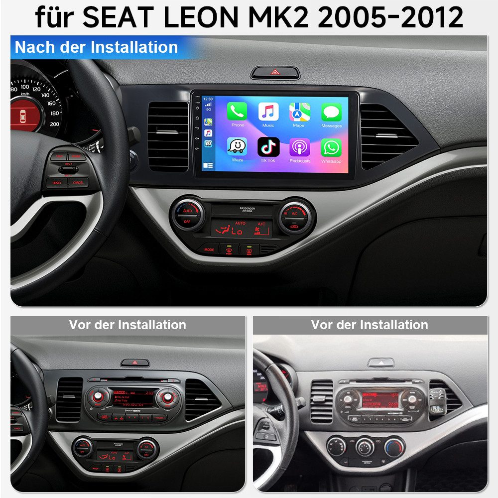 A-Sure Für KIA PICANTO TA 2011-16 8-Core Android 15 Wireless Carplay GPS Navi Autoradio (Digitalradio (DAB), FM, AM, 1280*800 IPS Screen/8-Core CPU)