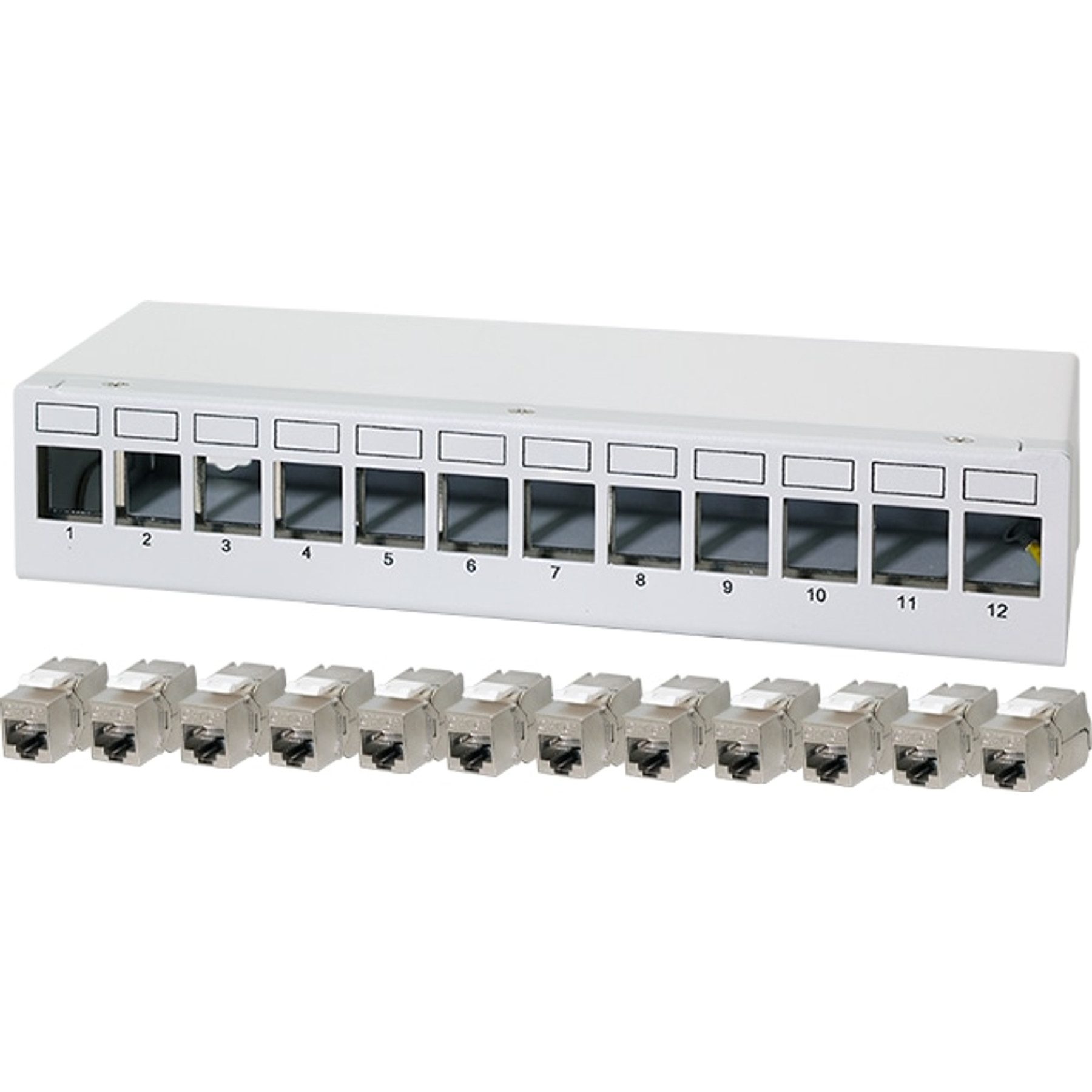 LogiLink LOGILINK Patchpanel NK4093 12Port inkl. 12 CAT6A Modulen Netzwerk-Patch-Panel