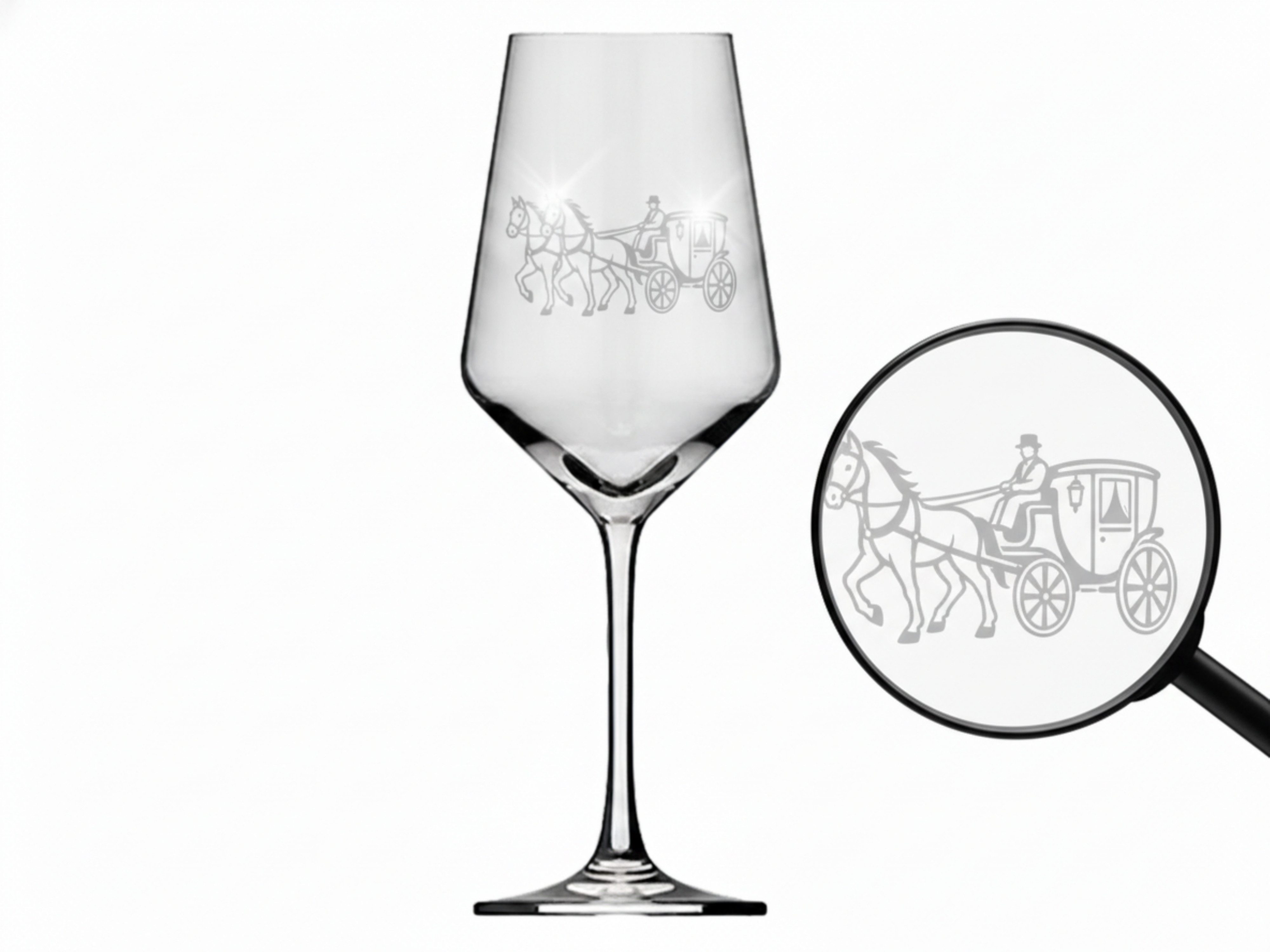 Valhalla Weinglas Weinglas Gravur Pferdekutsche 350ml spülmaschinenfest, 1-tlg., Glas, Atemberaubende Darstellung