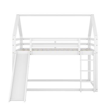 WISHDOR Kinderbett Kinderbett Hausbett Etagenbett Bett (mit Rutsche und Leiter, 140x200cm), Ohne Matratze