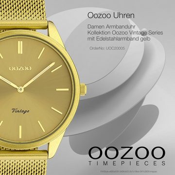 OOZOO Quarzuhr Oozoo Damen Armbanduhr Ultra Slim, (Analoguhr), Damenuhr rund, mittel (ca. 38mm) Edelstahlarmband, Fashion-Style