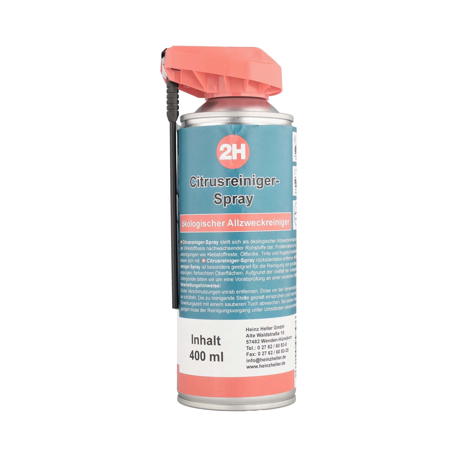 INTRA-TEC Citrusreiniger Spray 400 ml – 360° Sprühdose – pH-neutral Allzweckreiniger (entfernt Kleber, Öl & Farbe)