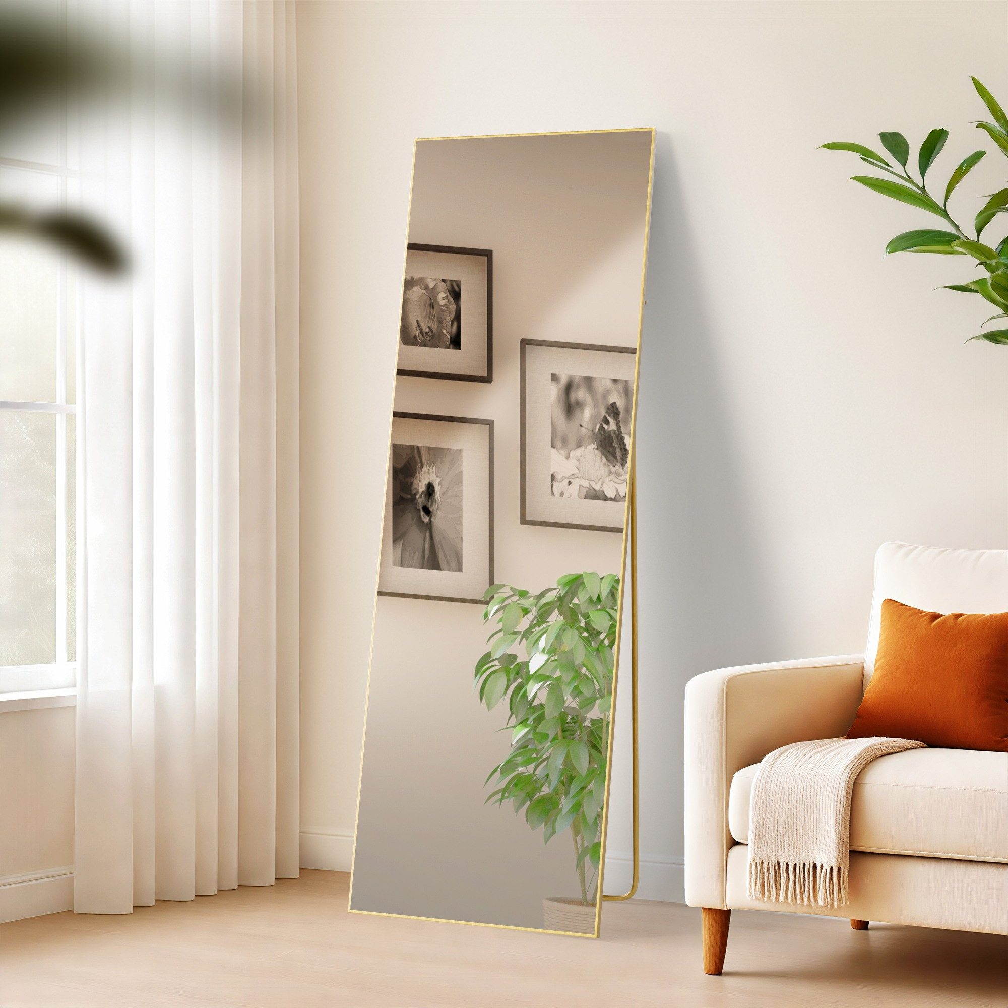 furnicato Standspiegel Spiegel Benicia 150x50x3 cm Gold Glanz (1-St)