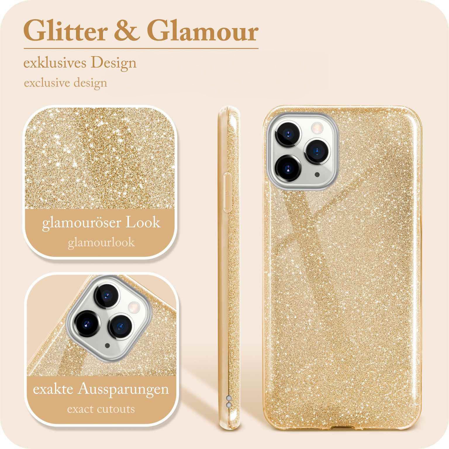 ONEFLOW Handyhülle für iPhone 11 Pro Max Glitzer Hülle Glitter Case Gold 6,5 Zoll, Hülle Glitzernd Dünne Schutzhülle mit Kameraschutz Frauen Glitzerhülle