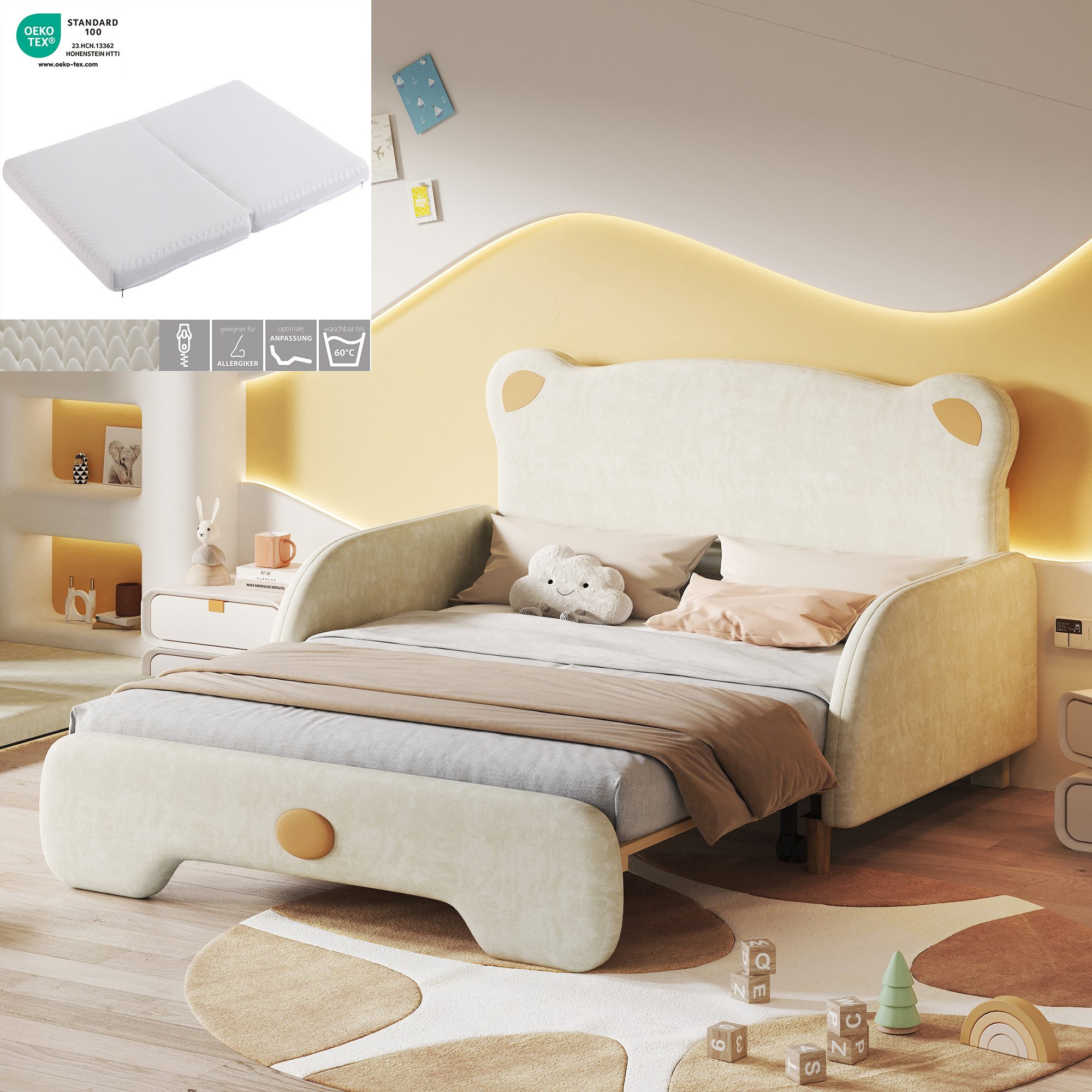STILVORA Kinderbett 140x200/140x110 Kinderbett mit Ausziehbett günstig online kaufen