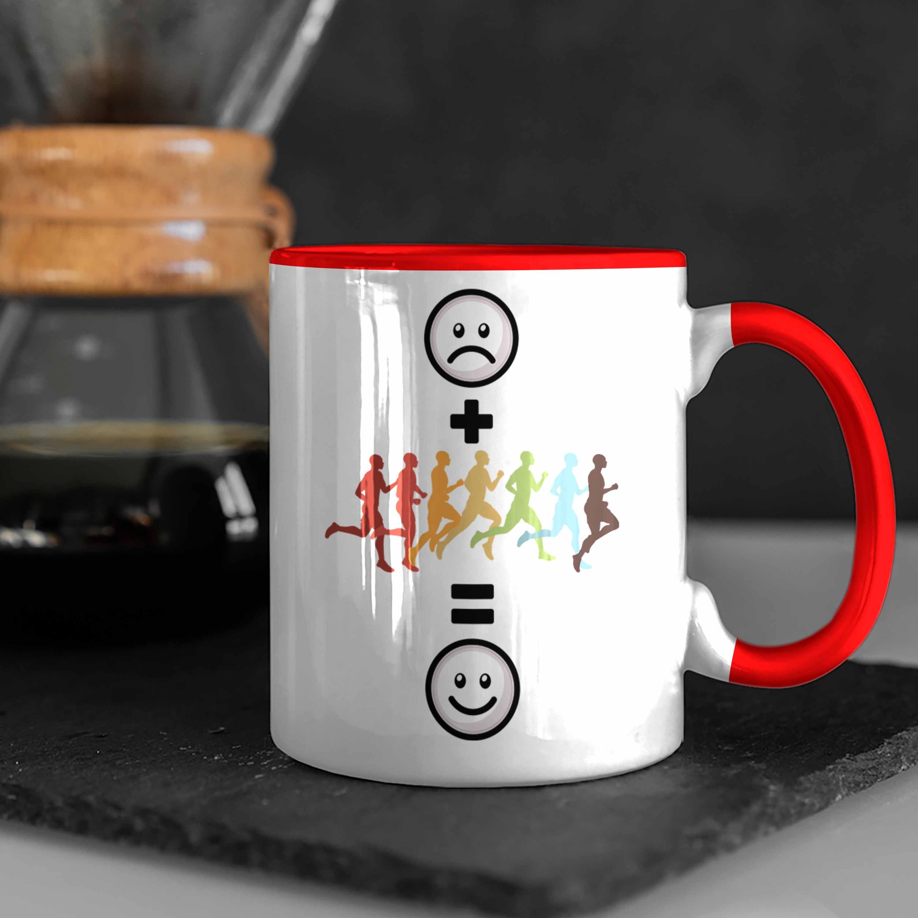 Geschenk Marathon-Läufer Trendation Geburtstag Tasse Jogger, G für Tasse Lustige Joggen Rot